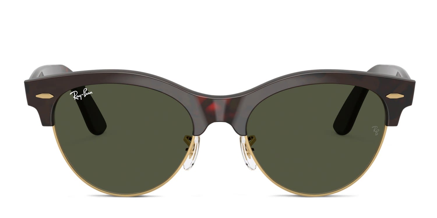 Ray-Ban RB2341 Clubmaster Way Red, Tortoise, Gold, Green glasses - Tortoise / Green - Frontal View