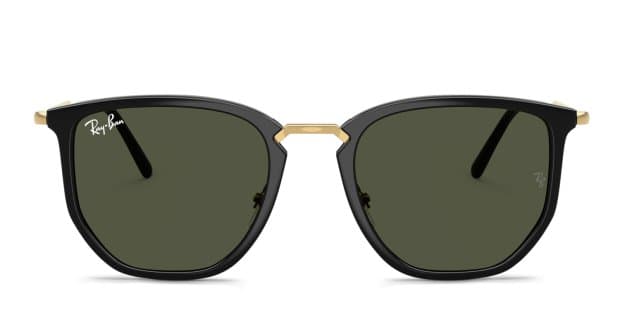 Ray-Ban RB4451 black frame with green lenses. Lenses provide 100