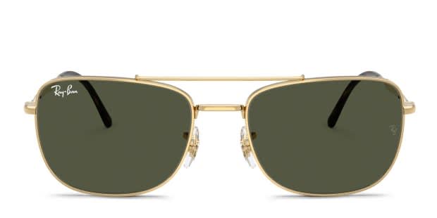 Ray-Ban RB3755 gold frame with green lenses. Lenses provide 100
