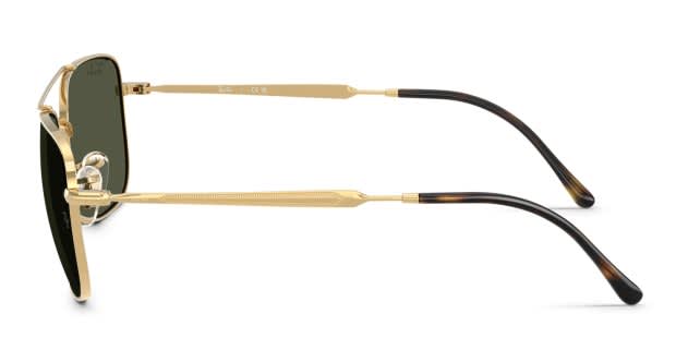 Ray-Ban RB3755 gold frame with green lenses. Lenses provide 100