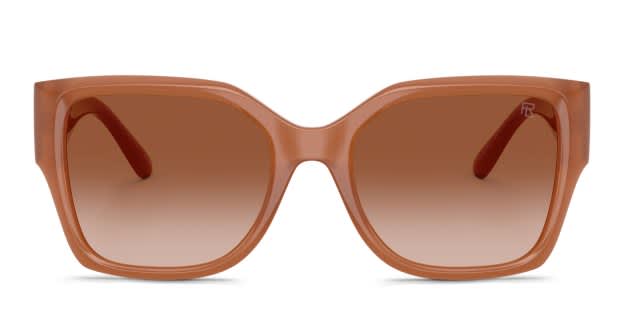 Transparent Frame Brown Sun Protection Sunglasses Shiny Transparent Amber Brown Lettering Logo Thin Sunglasses  main image 3