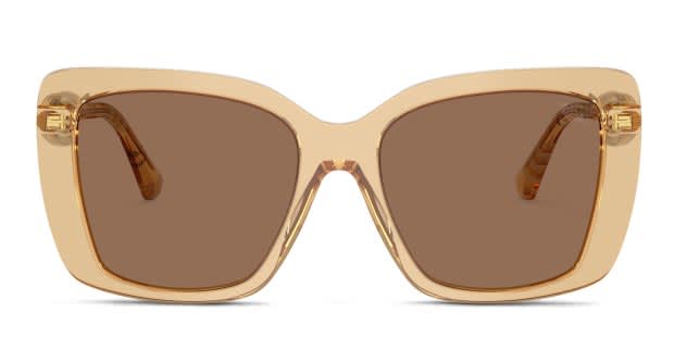 Burberry BE4456 beige frame with dark brown lenses. Lenses provide