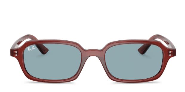 Ray-Ban RB4455 Zuri brown frame with blue lenses. Lenses provide