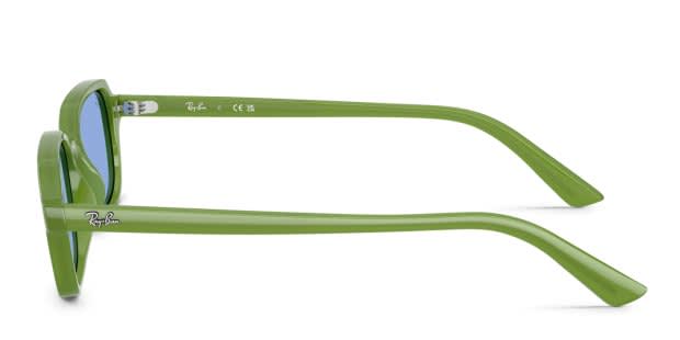 Ray-Ban RB4455 Zuri green frame with blue lenses. Lenses provide