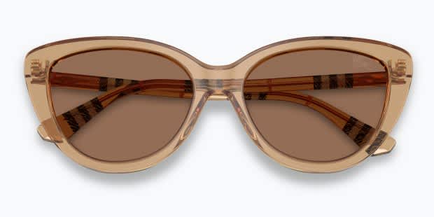 Burberry BE4457 beige frame with dark brown lenses. Lenses provide