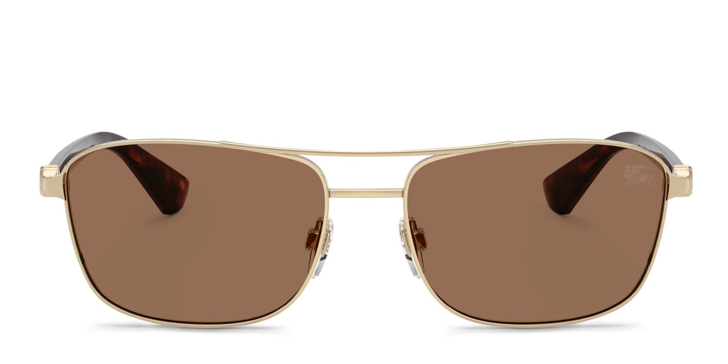 Burberry BE3165 gold frame with dark brown lenses. Lenses provide