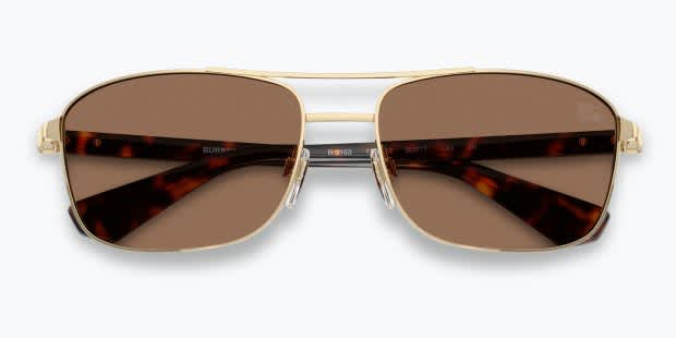 Burberry BE3163 gold frame with dark brown lenses. Lenses provide