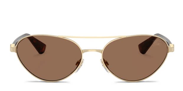 Burberry BE3165 gold frame with dark brown lenses. Lenses provide