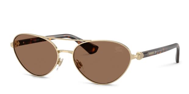 Burberry BE3165 gold frame with dark brown lenses. Lenses provide