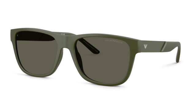 Emporio Armani EA4243 green frame with dark brown lenses. Lenses