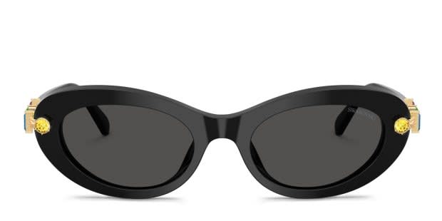Swarovski SK6042 black frame with dark grey lenses. Lenses provide