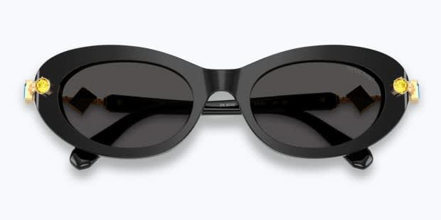 Swarovski SK6042 black frame with dark grey lenses. Lenses provide
