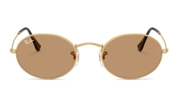 Ray-Ban RB3547 Oval gold frame with brown lenses. Lenses provide Ray-Ban RB3547 Oval gold frame with brown lenses. Lenses provide