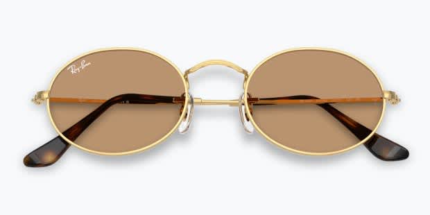 Ray-Ban RB3547 Oval gold frame with brown lenses. Lenses  display picture 1