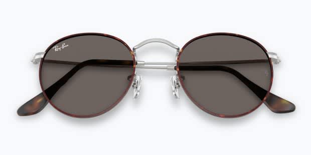 Ray-Ban RB3447 Round Metal tortoise frame with dark grey lenses