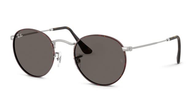 Ray-Ban RB3447 Round Metal tortoise frame with dark grey lenses