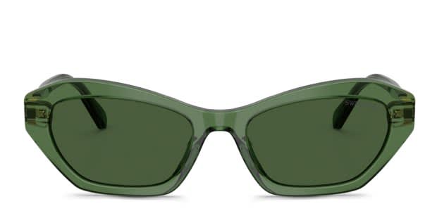 Swarovski SK6048 green frame with dark green lenses. Lenses