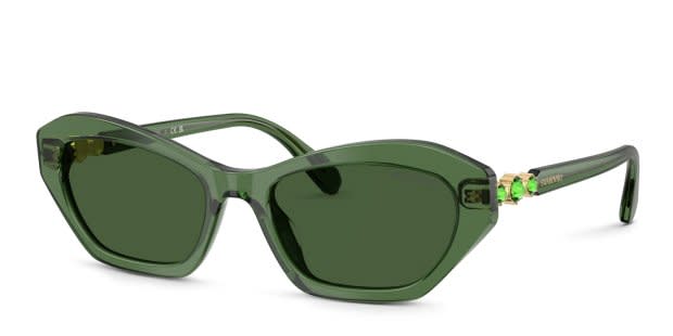 Swarovski SK6048 green frame with dark green lenses. Lenses