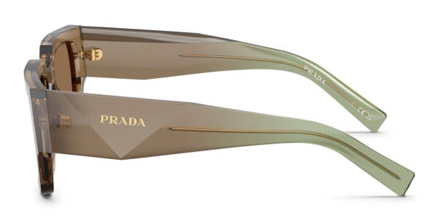 Prada PRB17S brown frame with light brown lenses. Lenses provide