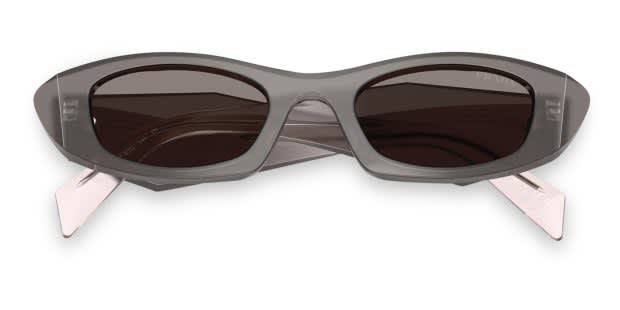 Prada PRB16S gray frame with dark grey lenses. Lenses provide 100