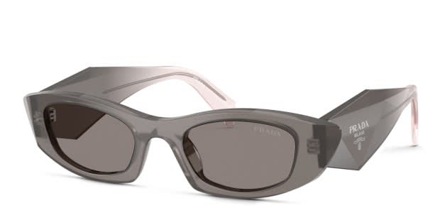 Prada PRB16S gray frame with dark grey lenses. Lenses provide 100
