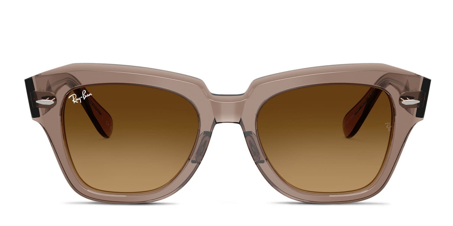 Ray-Ban RB2186 State Street Clear, Brown glasses - Clear / Brown - Frontal View