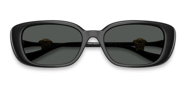 Versace VE4504D black frame with dark grey lenses. Lenses provide