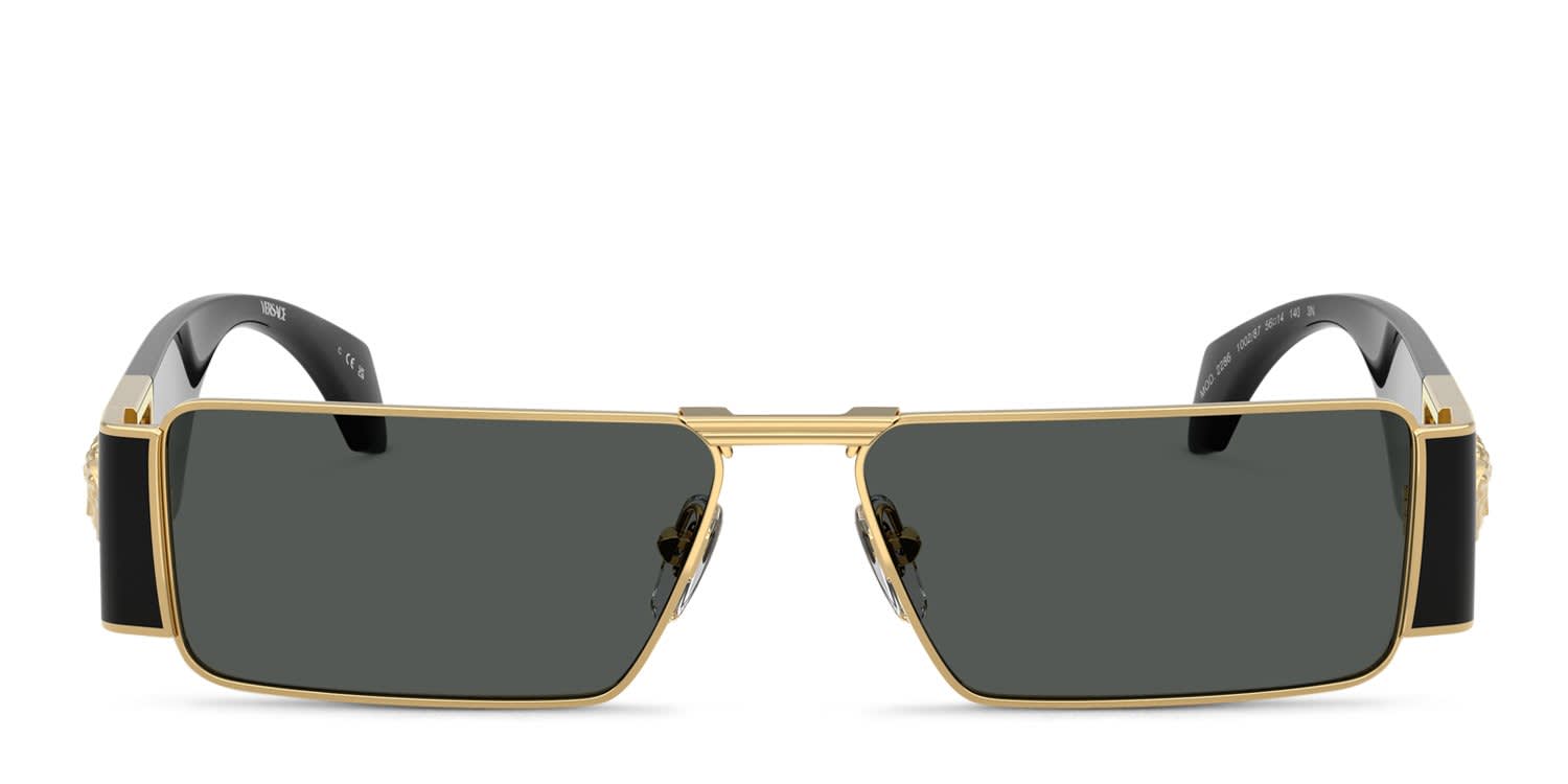Versace VE2286 gold frame with dark grey lenses. Lenses provide