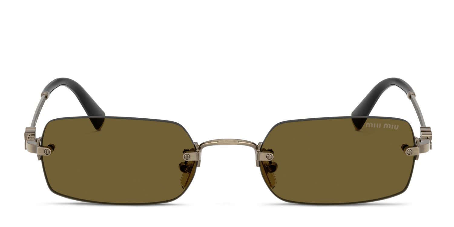 Miu Miu MUB50S Gold, Brown glasses - Gold / Brown - Frontal View