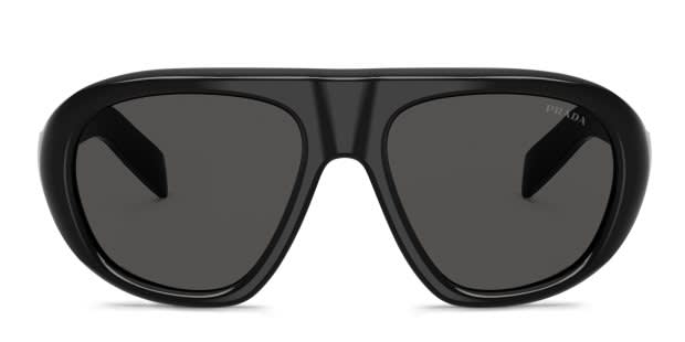 Prada PRC05S black frame with dark grey lenses. Lenses provide 100