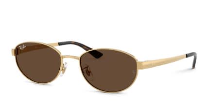 Ray-Ban RB3774D Gold, Brown glasses - Gold / Brown - Angle View