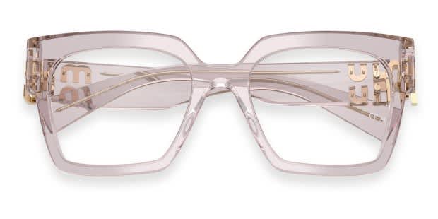 Miu Miu Clear Frame Sunglasses with Silver Mirrored Lenses and Pink Velvet Case Miu Miu MU 52YS Sunglasses | Free Shipping | EZContacts.com main image 3
