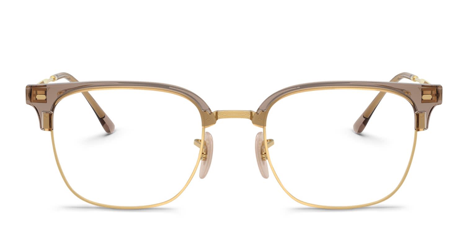 Ray-Ban RX7216 New Clubmaster Beige, Gold glasses - Beige / Gold - Frontal View