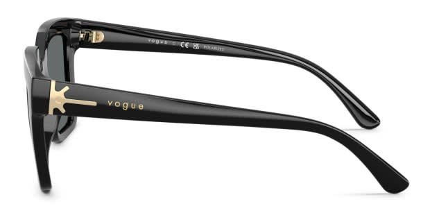 Vogue VO5690S black frame with dark grey polarized lenses. Lenses