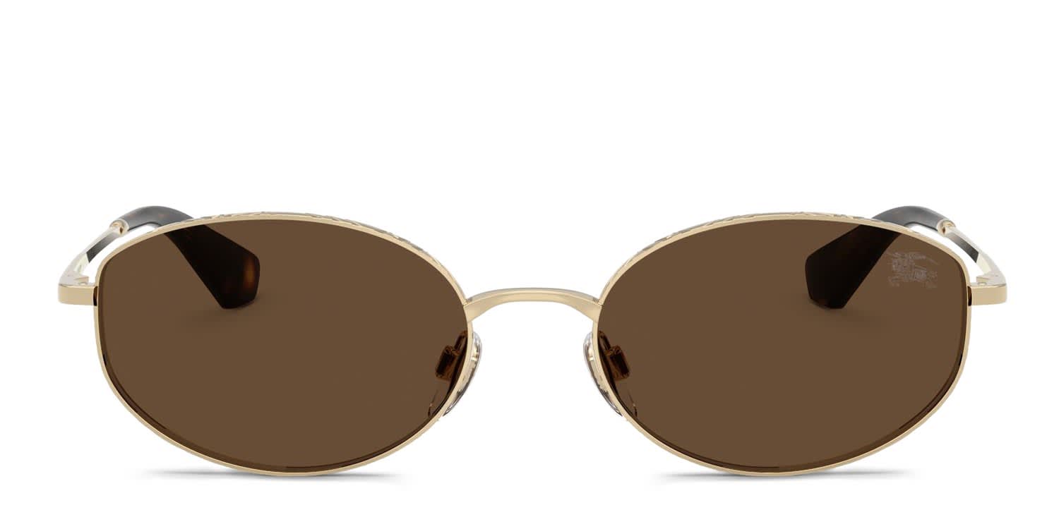 Burberry BE3169 gold frame with dark brown lenses. Lenses provide