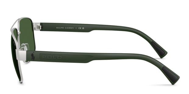 Polo Ralph Lauren PH3165 silver frame with dark green lenses