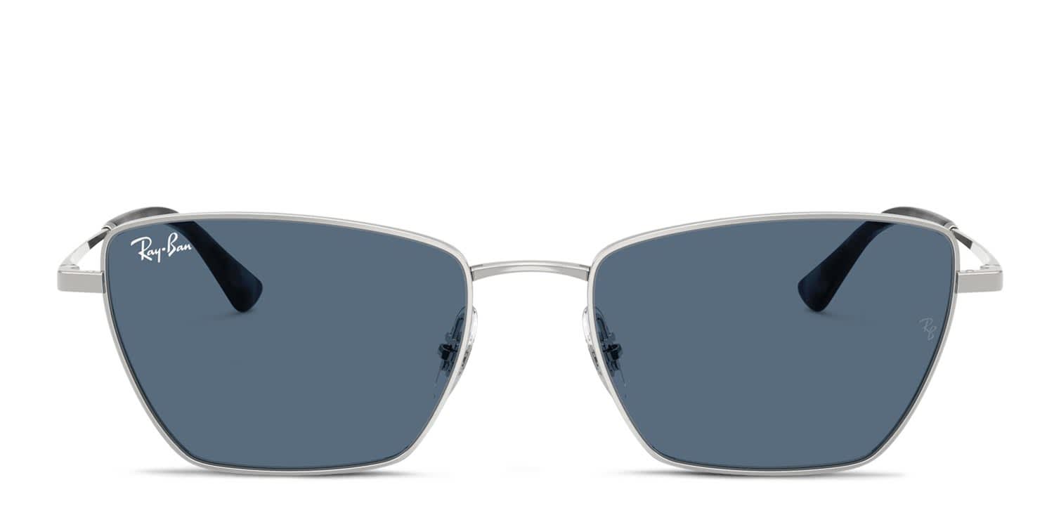 Ray-Ban RB3783 silver frame with dark blue lenses. Lenses provide