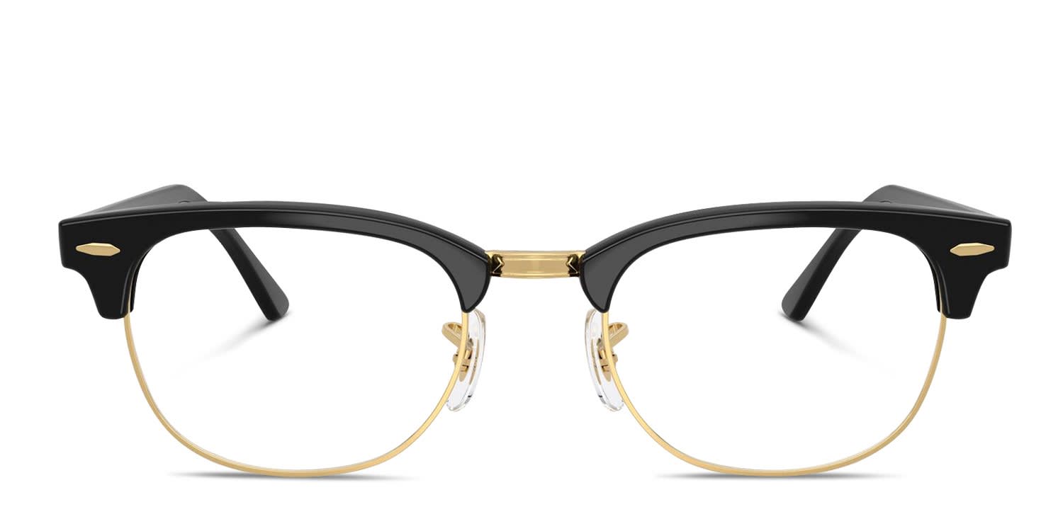 Ray-Ban RX5154 Clubmaster Black, Gold glasses - Black / Gold - Frontal View