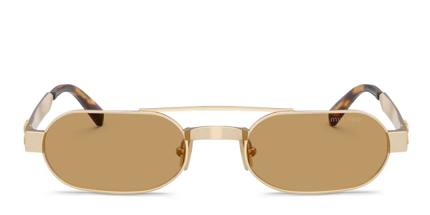 Miu Miu MUB52S Gold, Brown glasses - Gold / Brown - Frontal View