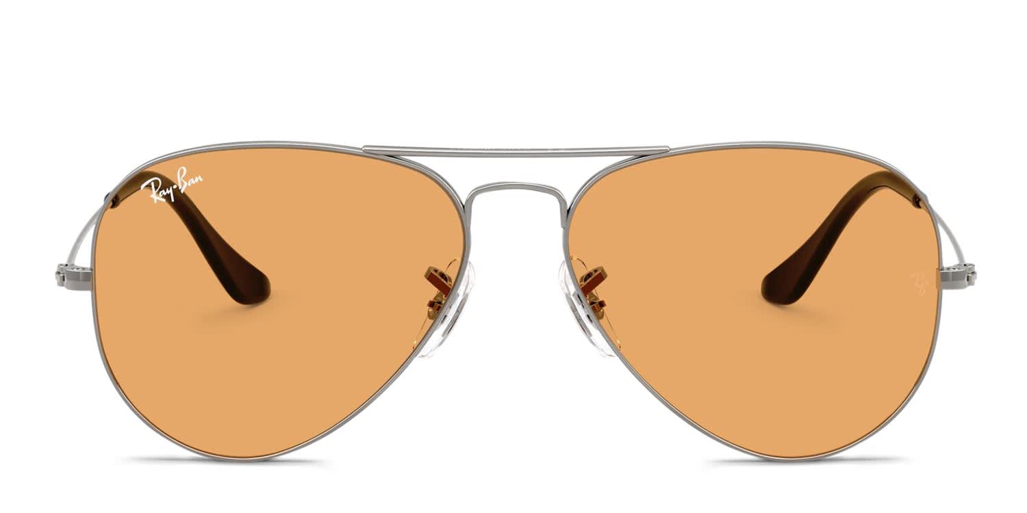 Ray-Ban RB3025 Aviator Large Metal Gunmetal, Orange glasses - Gunmetal / Orange - Frontal View