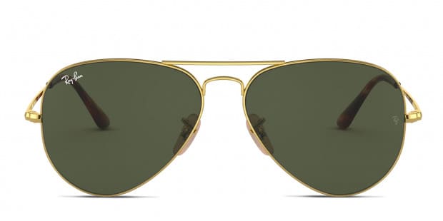 Ray-Ban RB3689 Aviator Metal II Gold , Green