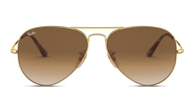 Ray-Ban サングラスAviator l II RB3689 Ray-Ban RB3689 Aviator Metal II Gold, Brown, Tortoise Sunglasses