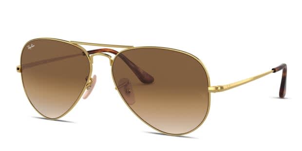Ray-Ban RB3689 Aviator Metal II Gold, Brown, Tortoise Sunglasses