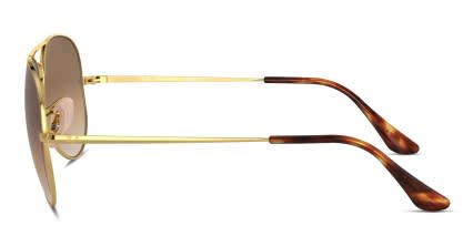 Ray-Ban RB3689 Aviator Metal II Gold, Brown, Tortoise glasses - Gold / Brown / Tortoise - Side View