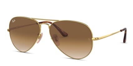 Ray-Ban RB3689 Aviator Metal II Gold, Brown, Tortoise glasses - Gold / Brown / Tortoise - Angle View