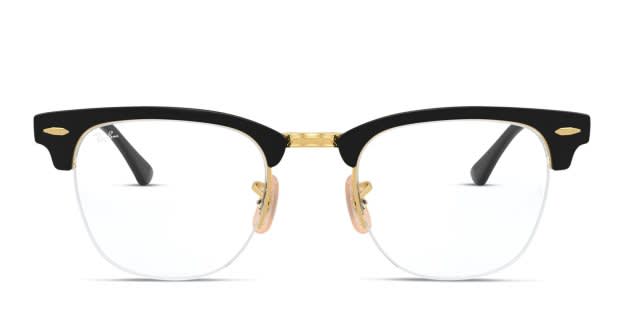 Ray-Ban Black and Gold Semi-Rimmed Clubmaster Style Glasses Ray-Ban RB3016 Clubmaster Black, Gold Prescription  main image 2