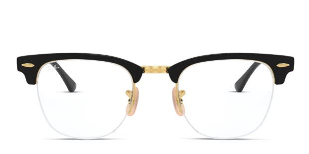 Ray Ban RX3716VM Clubmaster Metal Black Gold Eyeglasses Includes FREE Rx Lenses
