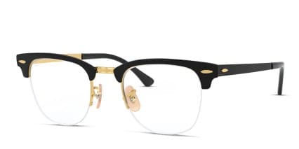 Ray-Ban RX3716VM Clubmaster Metal Black, Gold glasses - Black / Gold - Angle View