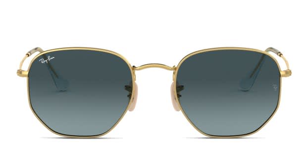 Ray-Ban RB3548N Hexagonal gold frame with blue/grey gradient