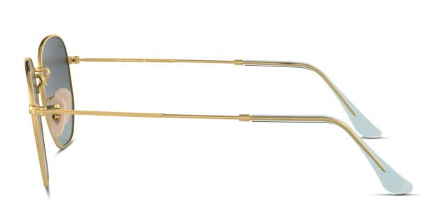 Ray Ban RB3548N Hexagonal gold frame with blue grey gradient lenses. Lenses provide 100 UV protection